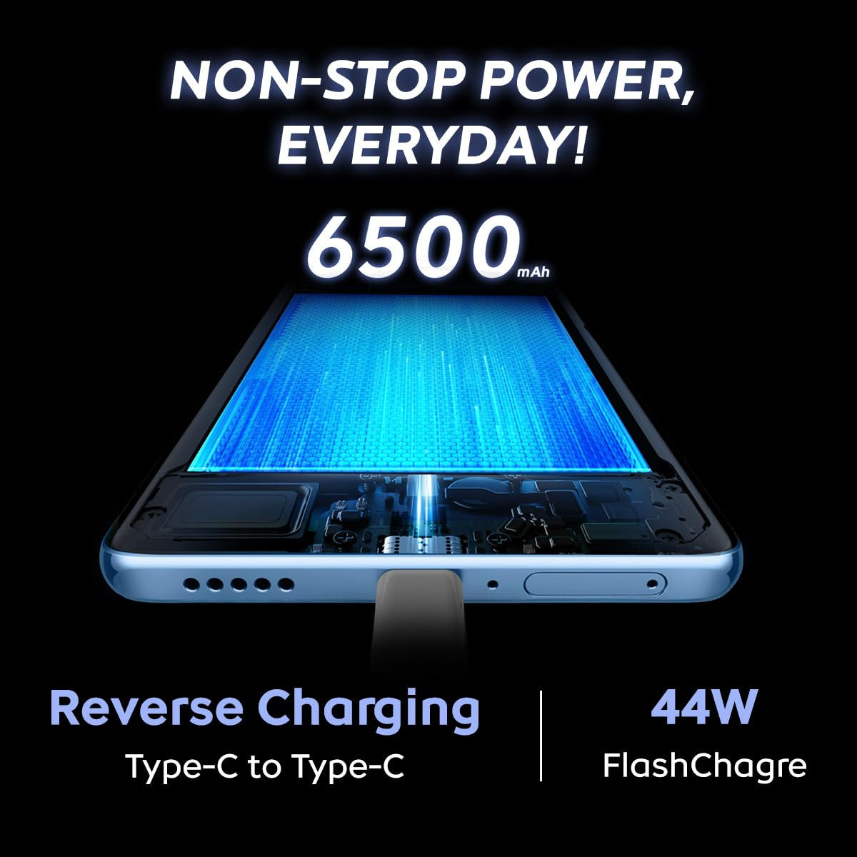 iQOO Z10x 5G Ultramarine 6GB RAM 128GB Storage  6500 mAh Large Capacity Battery  Dimensity 7300 Processor  Military-Grade Durability