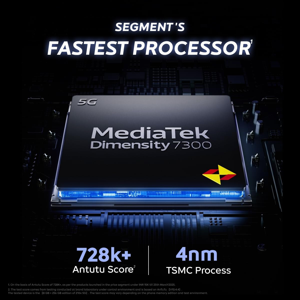 iQOO Z10x 5G Ultramarine 8GB RAM 128GB Storage 6500 mAh Large Capacity Battery Dimensity 7300 Processor Military-Grade Durability