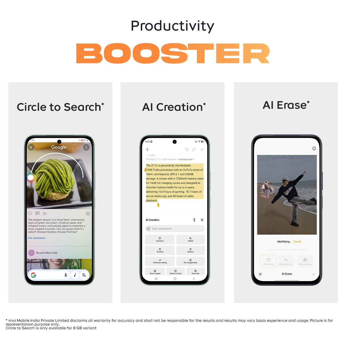 iQOO Z11x 5G Prismatic Green 6GB RAM 128 GB Storage  Dimensity 7400-Turbo Processor  7200 mAh Battery  4K Video Recording Front  Back  IP68  IP69  Powered by OriginOS 6