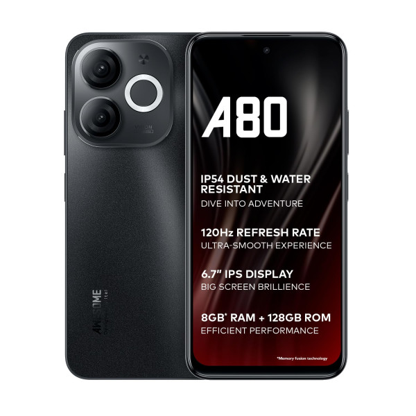 Image of itel A80 | 120Hz Refresh Rate | Punch Hole Display | 50MP Super HDR Cam | IP54 Dust &amp; Splash Resistant | 3 Year Fluency | Ring Light Notification | 4GB RAM, 128GB ROM | Sandstone Black