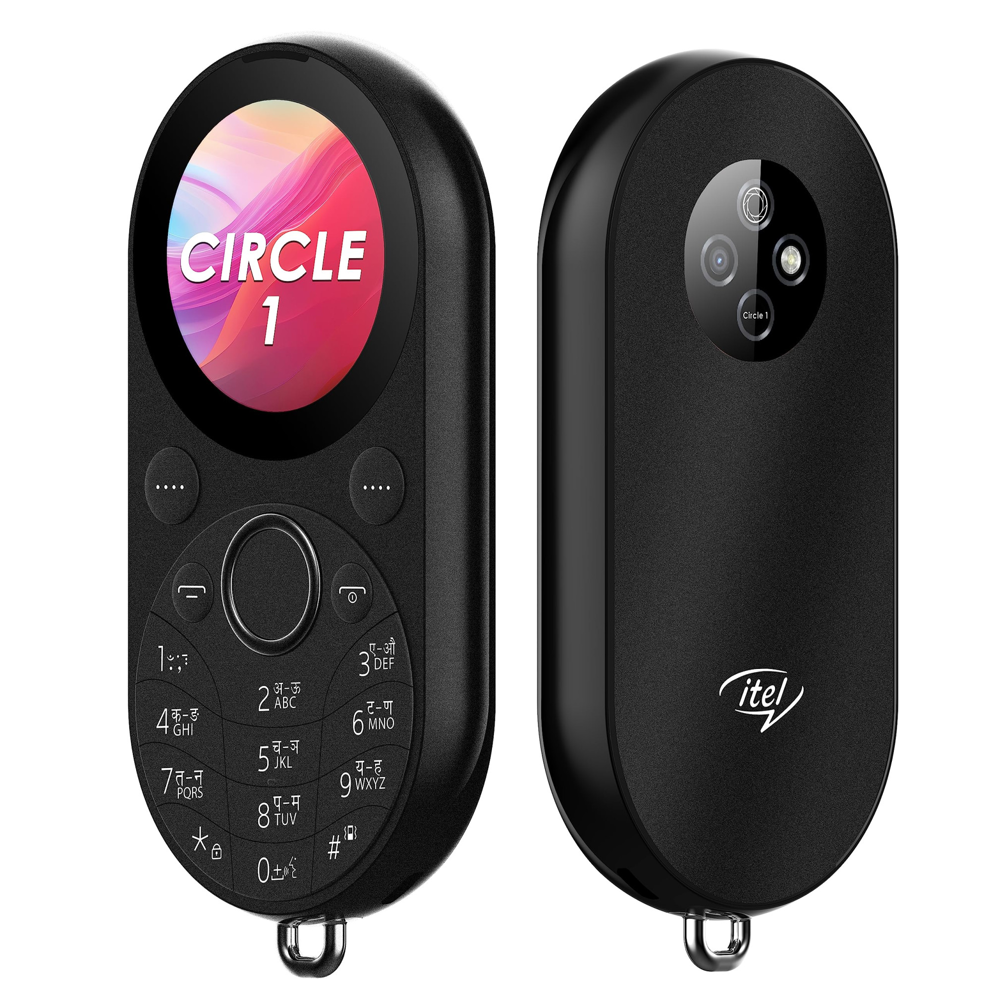 itel Circle 1 Unique Design with Round Screen Mobile Phone 500mAh Battery 132 Display BT Call Black