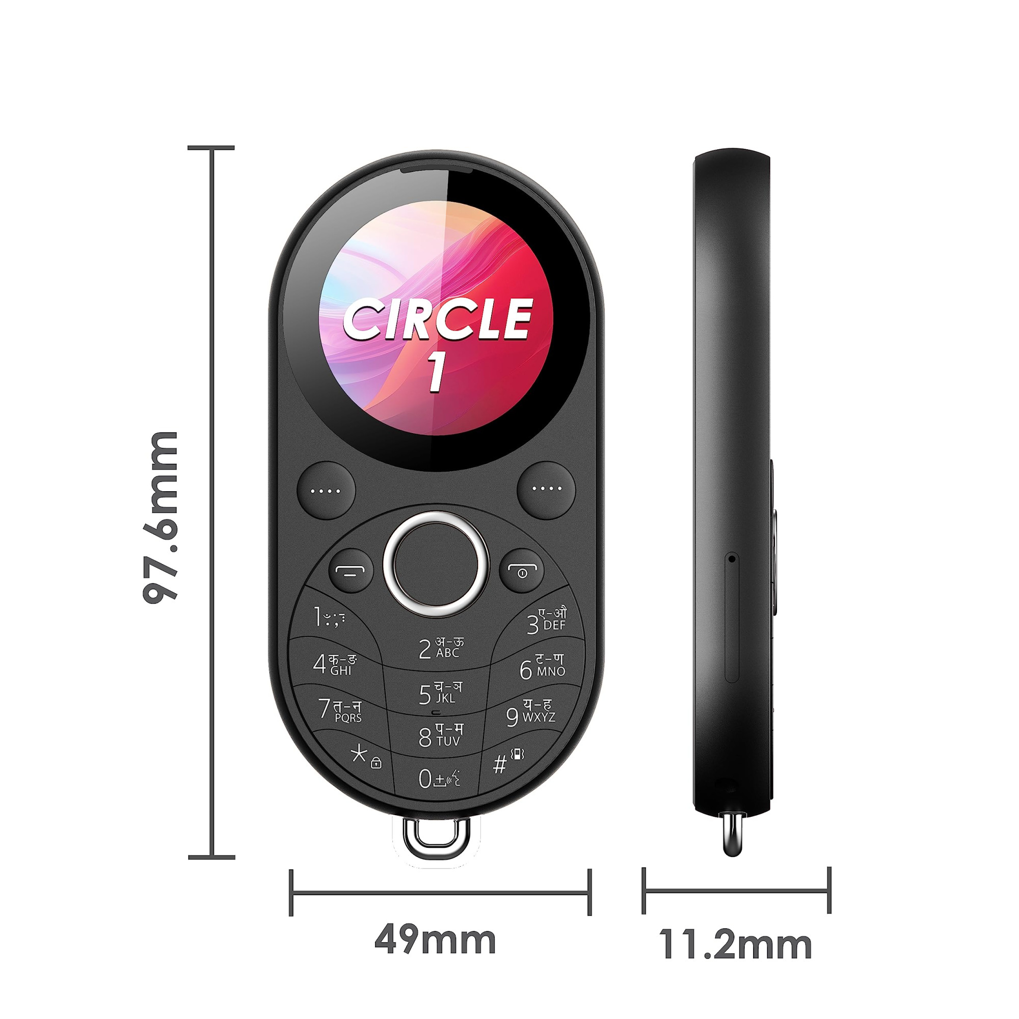 itel Circle 1 Unique Design with Round Screen Mobile Phone 500mAh Battery 132 Display BT Call Black
