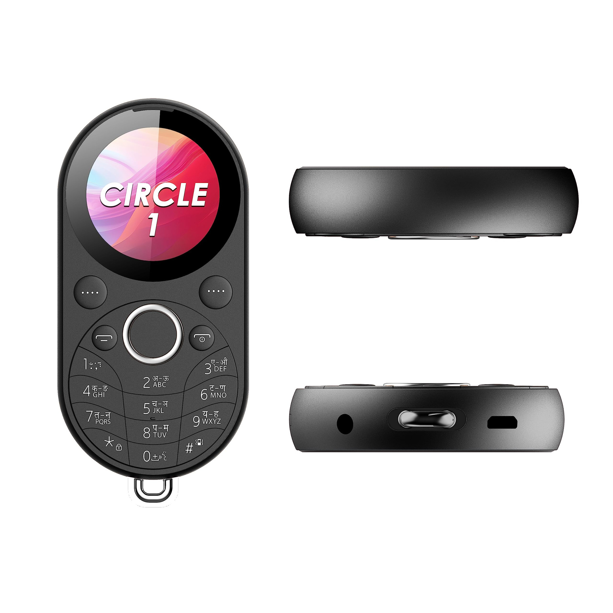 itel Circle 1 Unique Design with Round Screen Mobile Phone 500mAh Battery 132 Display BT Call Black