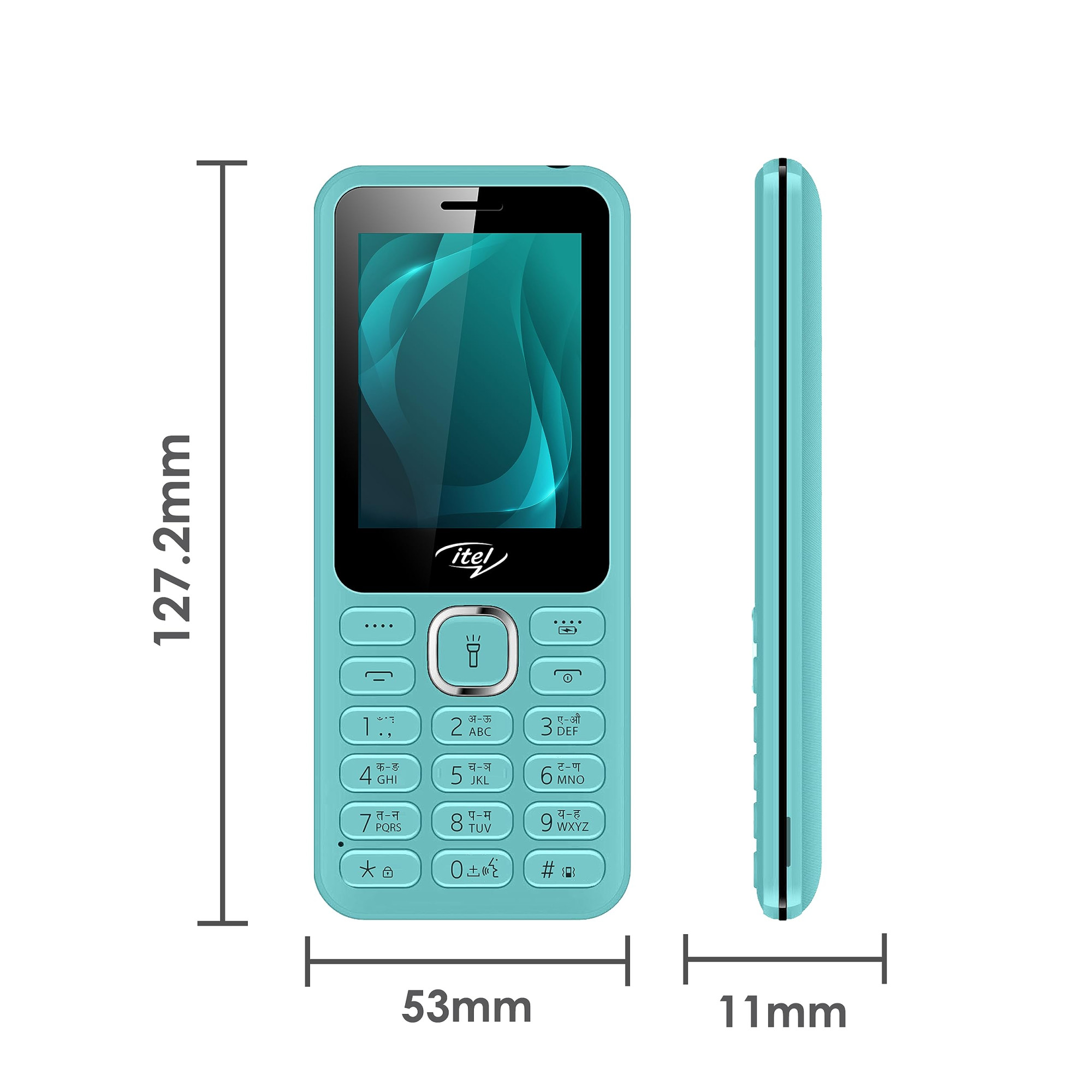itel it5027 Keypad Mobile Phone with 24 inch Display Size 11mm Slim Body 1200 mAh Battery King Voice Light Green