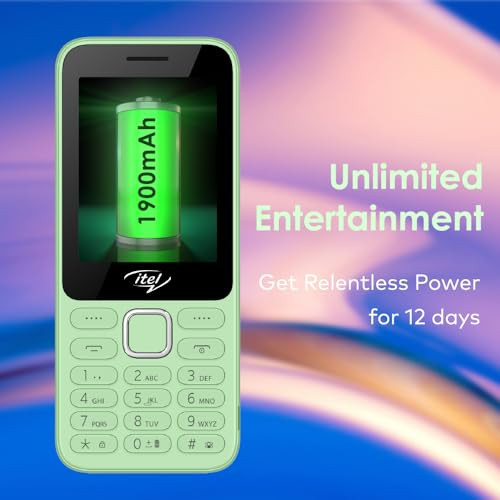itel it5330 Keypad Mobile Phone 28 Big Display Premium Glass-Like Back Design 1900mAh Long-Lasting Battery Auto Call Recording Wireless FM Light Green