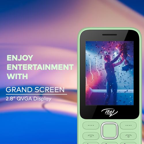 itel it5330 Keypad Mobile Phone 28 Big Display Premium Glass-Like Back Design 1900mAh Long-Lasting Battery Auto Call Recording Wireless FM Light Green