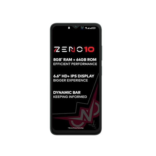 itel ZENO 1066 HD Display with Dynamic Bar 3GB RAM 64GB ROM Upto 8GB RAM with Memory FusionOctacore Processor8MP AI Dual Rear Cam5000 mAh Battery Phantom Crystal