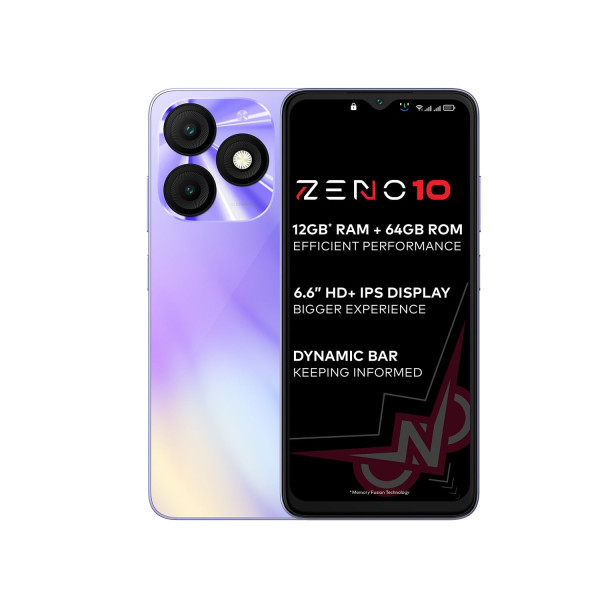 Image of itel ZENO 10|6.6" HD+ Display with Dynamic Bar| 4GB RAM + 64GB ROM, Upto 12GB RAM with Memory Fusion|Octacore Processor|8MP AI Dual Rear Cam|5000 mAh Battery | Opal Purple