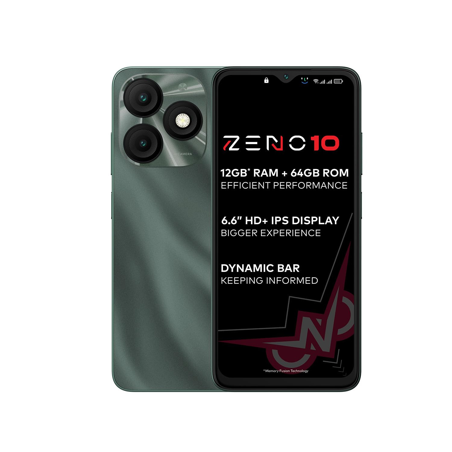 itel ZENO 1066 HD Display with Dynamic Bar 4GB RAM 64GB ROM Upto 12GB RAM with Memory FusionOctacore Processor8MP AI Dual Rear Cam5000 mAh Battery Phantom Crystal