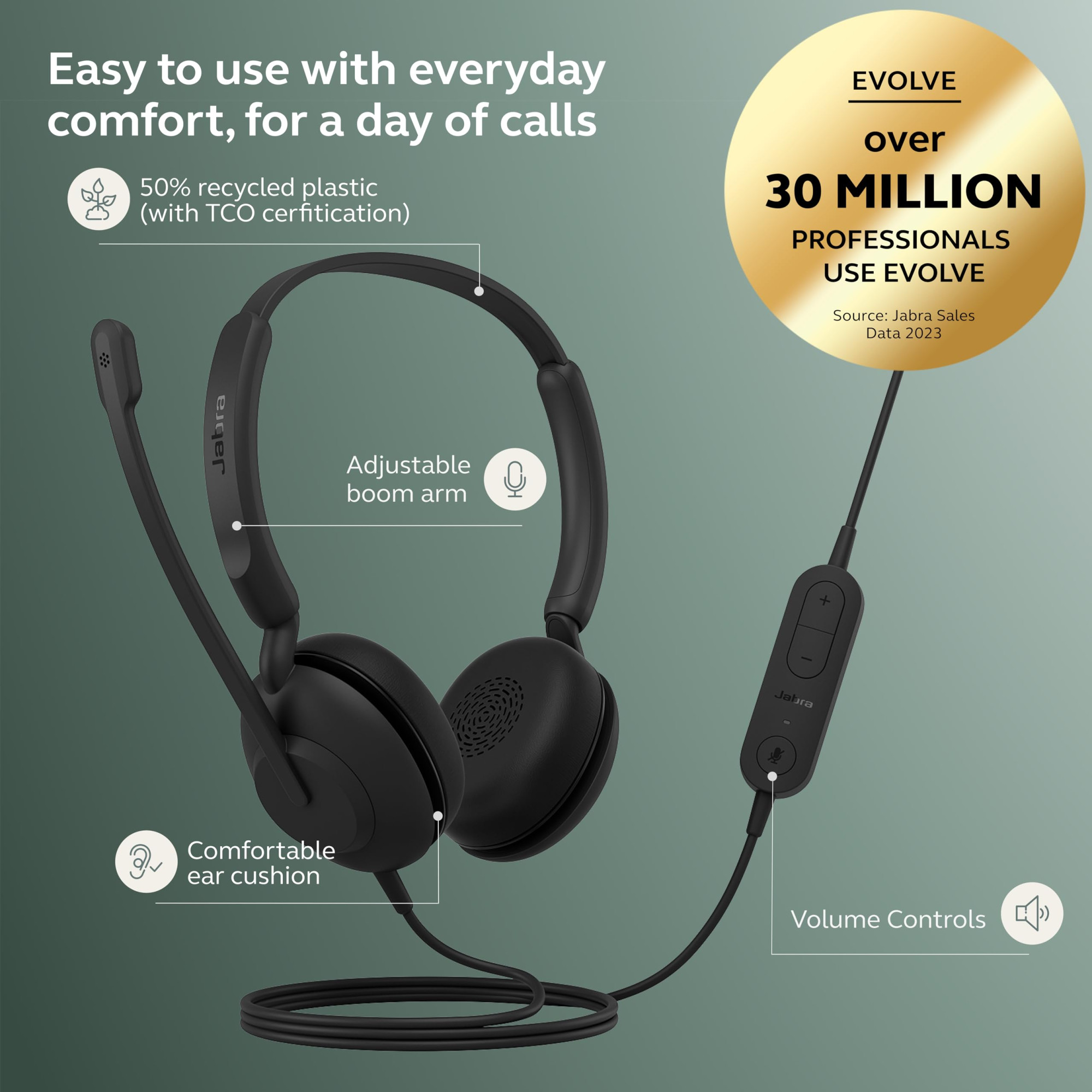 Jabra Evolve 10 Over The Ear Noise Cancellation Headset
