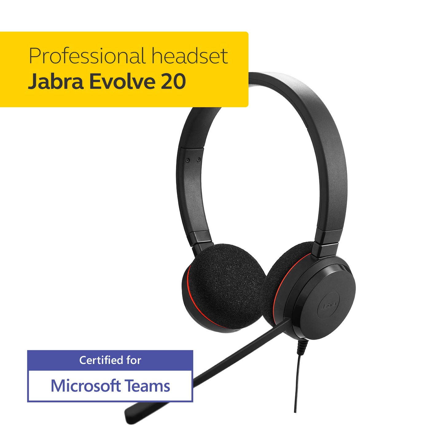 Jabra Evolve 20 Ms Stereo in Ear Wired Black Pack of 1