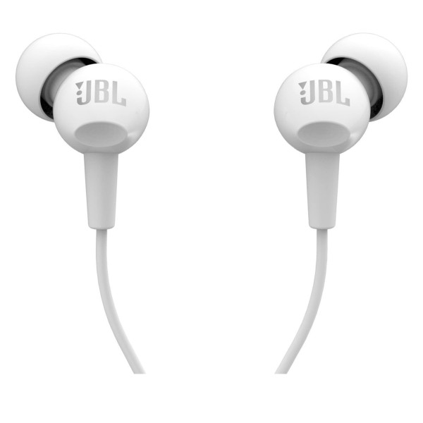 Image of JBL C100SI Wired In Ear Headphones with Mic, JBL Pure Bass Sound, One Button Multi-function Remote, Premium Metallic Finish, Angled Buds for Comfort fit (White)