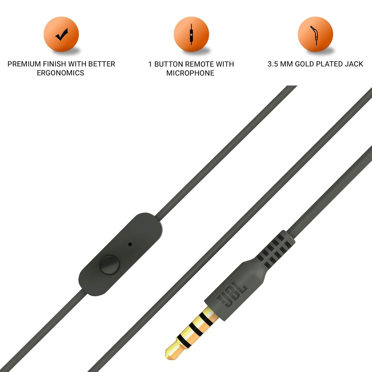 JBL C200SI Premium in Ear Wired Earphones with Mic Signature Sound One Button Multi-Function Remote Premium Metallic Finish Angled Earbuds for Comfort fit Gun Metal