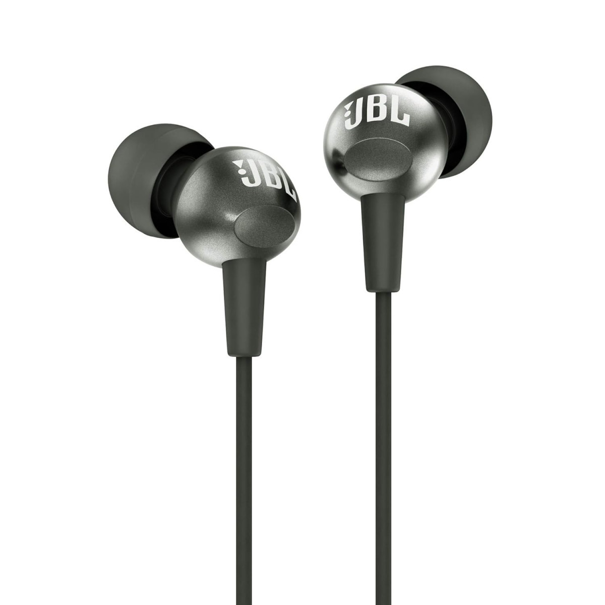 JBL C200SI Premium in Ear Wired Earphones with Mic Signature Sound One Button Multi-Function Remote Premium Metallic Finish Angled Earbuds for Comfort fit Gun Metal