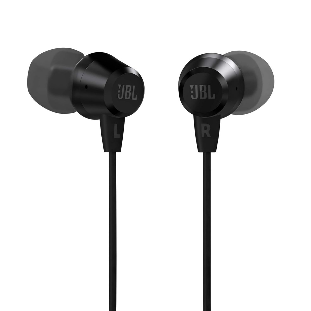 JBL C50HI Wired in Ear Headphones with Mic One Button Multi-Function Remote Lightweight Comfortable fit Black