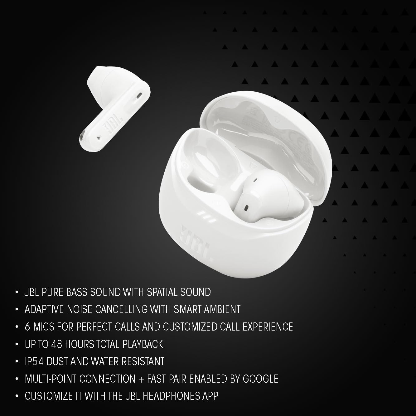JBL New Launch Tune Flex 2 TWS ANC Earbuds 48Hr PlaytimeDual Connect Ambient Aware Relax Mode Customized EQ with Headphones App 6 Mics for Clear Calls Spatial Sound Personi-Fi 30 Black