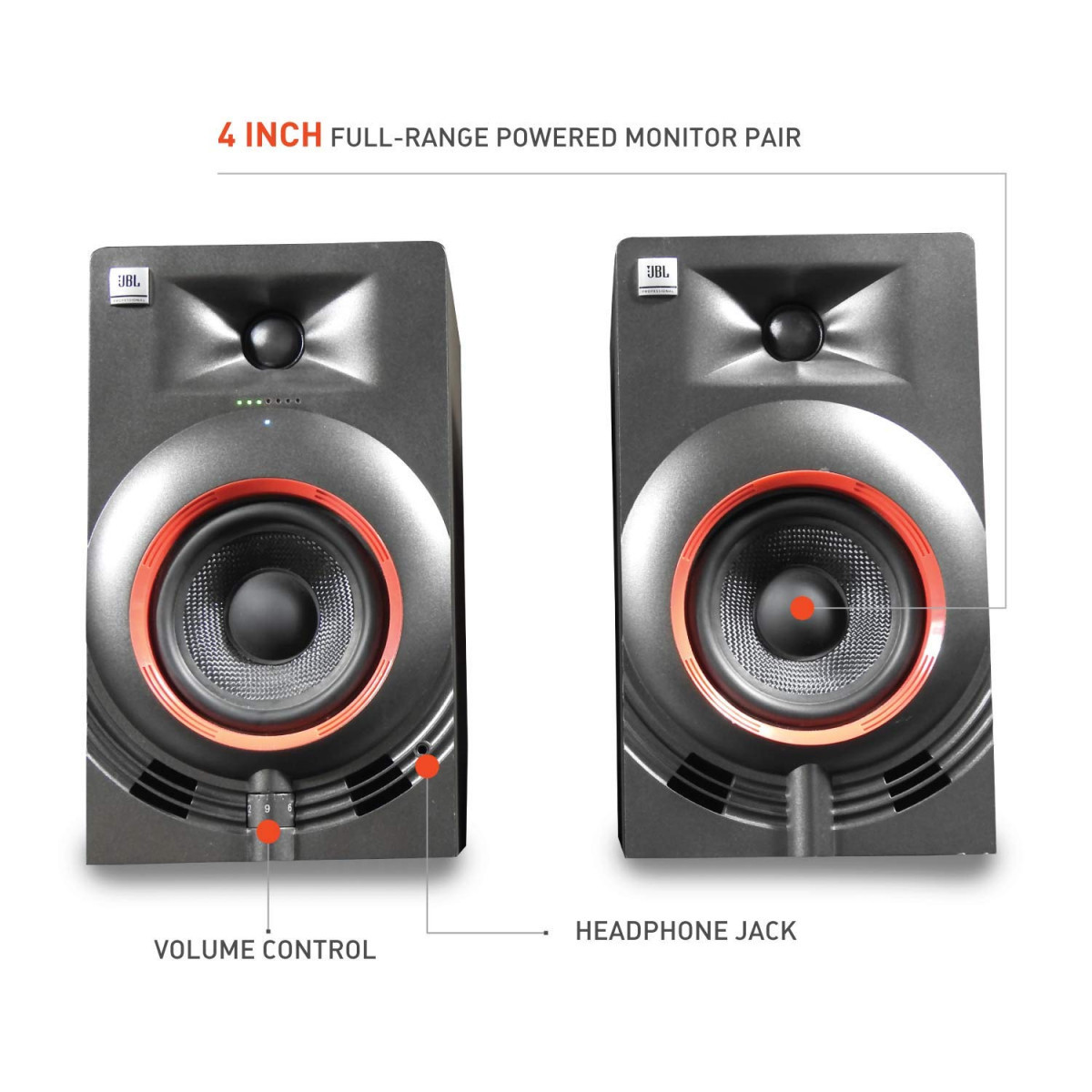 JBL Professional Nano K4 4 Full-Range Powered Reference Outdoor Bluetooth Monitor Pair