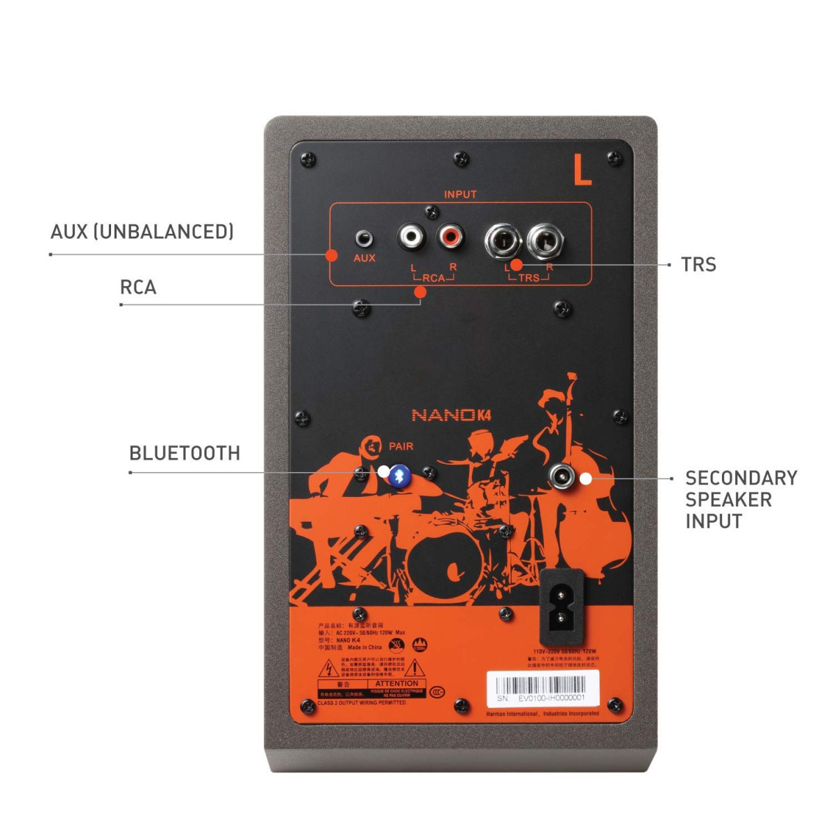 JBL Professional Nano K4 4 Full-Range Powered Reference Outdoor Bluetooth Monitor Pair