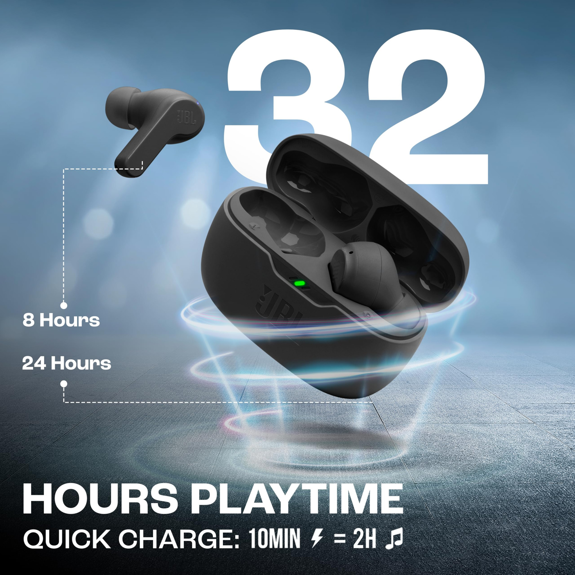 JBL Vibe Beam in-Ear Wireless Earbuds TWS with MicApp for Customized Extra Bass Eq32 Hours BatteryQuick ChargeIp54 WaterDust ResistanceAmbient AwareTalk-ThruGoogle Fastpair Black