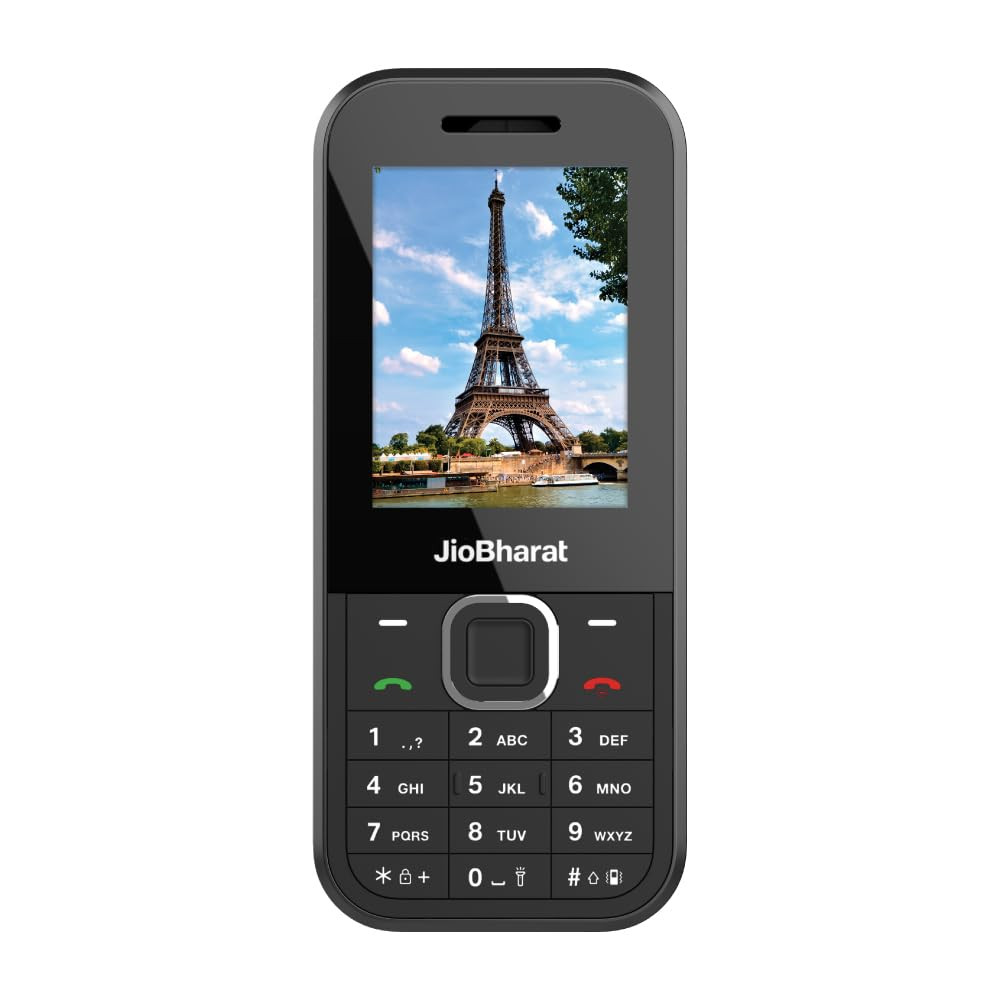 JioBharat B2 4G Keypad Phone with JioTV JioHotstar JioSoundPay JioSaavn JioPay UPI JioChat JioPhotos Powerful 2000mAh Battery LED Torch Digital Camera Black Locked for JioNetwork