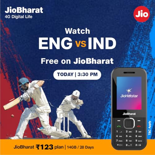 JioBharat B2 4G Keypad Phone with JioTV JioHotstar JioSoundPay JioSaavn JioPay UPI JioChat JioPhotos Powerful 2000mAh Battery LED Torch Digital Camera  Black  Locked for JioNetwork
