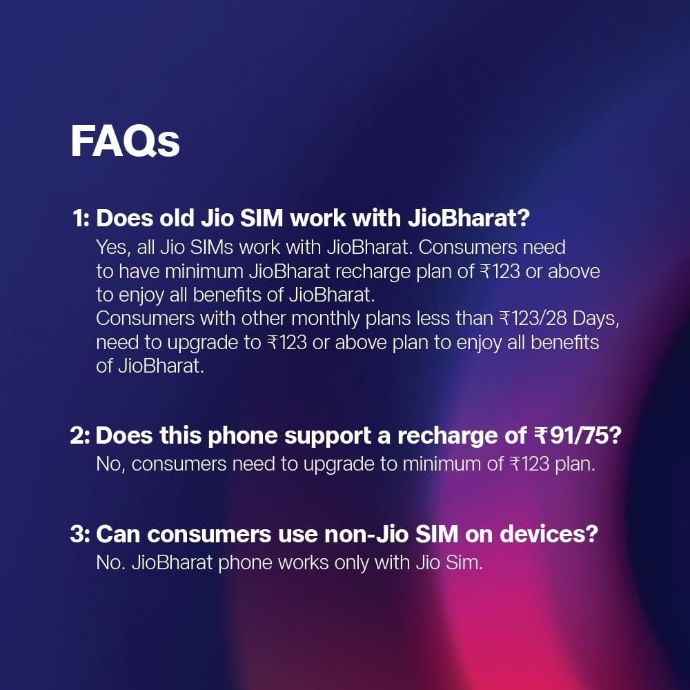JioBharat B2 4G Keypad Phone with JioTV JioHotstar JioSoundPay JioSaavn JioPay UPI JioChat JioPhotos Powerful 2000mAh Battery LED Torch Digital Camera  Black  Locked for JioNetwork