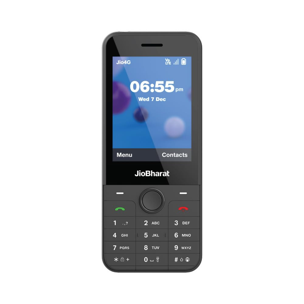 JioBharat J1 4G Keypad Phone with JioTV JioHotstar UPI JioSoundPay JioSaavn JioChat JioPhotos Powerful 2500mAh Battery LED Torch Digital Camera  Dark Grey  Locked for JioNetwork