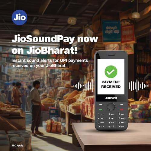 JioBharat J1 4G Keypad Phone with JioTV JioHotstar UPI JioSoundPay JioSaavn JioChat JioPhotos Powerful 2500mAh Battery LED Torch Digital Camera Dark Grey Locked for JioNetwork