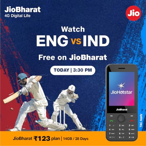 JioBharat J1 4G Keypad Phone with JioTV JioHotstar UPI JioSoundPay JioSaavn JioChat JioPhotos Powerful 2500mAh Battery LED Torch Digital Camera Dark Grey Locked for JioNetwork