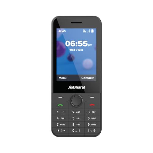 JioBharat J1 4G Keypad Phone with JioTV JioHotstar UPI JioSoundPay JioSaavn JioChat JioPhotos Powerful 2500mAh Battery LED Torch Digital Camera Dark Grey Locked for JioNetwork