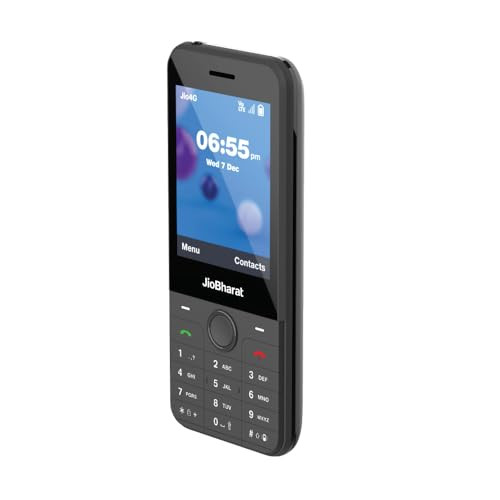 JioBharat J1 4G Keypad Phone with JioTV JioHotstar UPI JioSoundPay JioSaavn JioChat JioPhotos Powerful 2500mAh Battery LED Torch Digital Camera Dark Grey Locked for JioNetwork