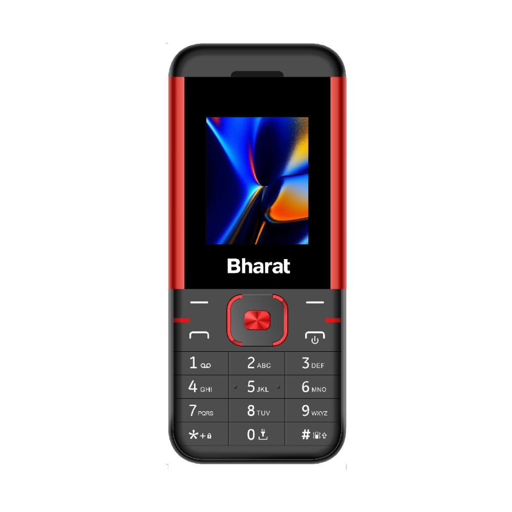 JioBharat K1 Karbonn 4G Keypad Phone with JioTV JioHotstar JioSoundPay JioSaavn Long Lasting Battery LED Torch Digital Camera Black Red Locked for JioNetwork