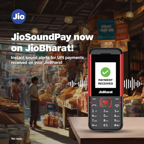 JioBharat K1 Karbonn 4G Keypad Phone with JioTV JioHotstar JioSoundPay JioSaavn Long Lasting Battery LED Torch Digital Camera Black Red Locked for JioNetwork