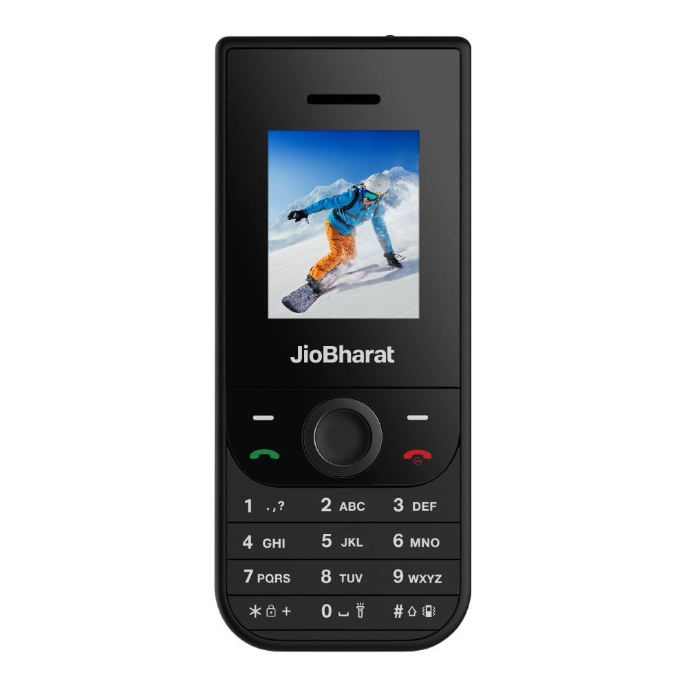 JioBharat V3 4G Phone with JioTV JioHotstar UPI JioSoundPayJioSaavn Long Lasting Battery LED Torch Digital Camera Black Locked for JioNetwork