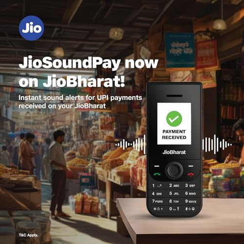 JioBharat V3 4G Phone with JioTV JioHotstar UPI JioSoundPayJioSaavn Long Lasting Battery LED Torch Digital Camera Black Locked for JioNetwork