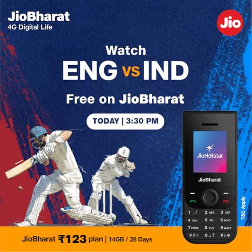 JioBharat V3 4G Phone with JioTV JioHotstar UPI JioSoundPayJioSaavn Long Lasting Battery LED Torch Digital Camera Black Locked for JioNetwork