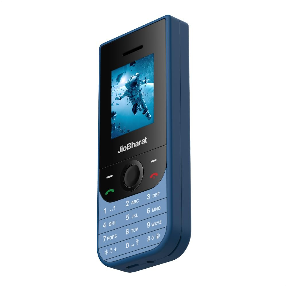 JioBharat V3 4G Phone with JioTV JioHotstar UPI JioSoundPayJioSaavn Long Lasting Battery LED Torch Digital Camera Blue Locked for JioNetwork