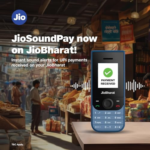 JioBharat V3 4G Phone with JioTV JioHotstar UPI JioSoundPayJioSaavn Long Lasting Battery LED Torch Digital Camera Blue Locked for JioNetwork