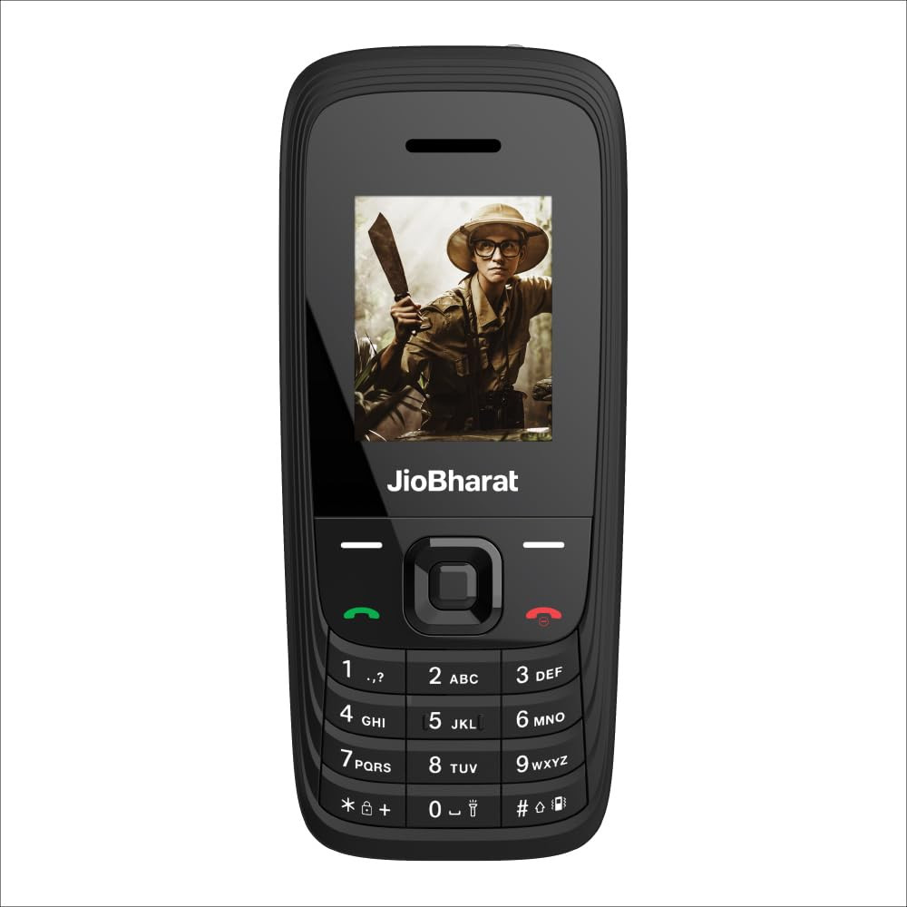 JioBharat V4 4G Phone with JioTV JioHotstar UPI JioSoundPayJioSaavn Long Lasting Battery LED Torch Digital Camera Black Locked for JioNetwork