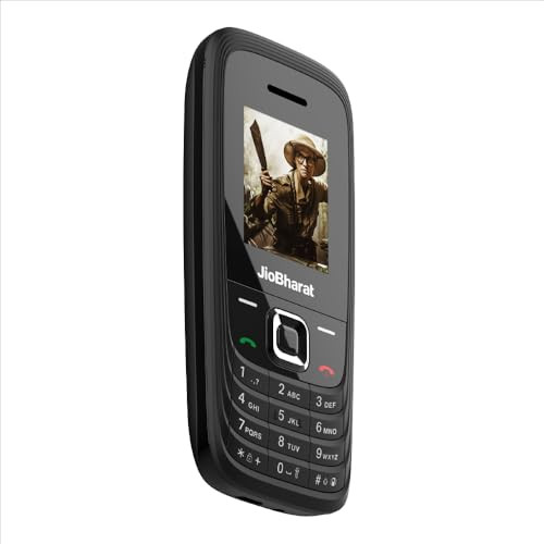 JioBharat V4 4G Phone with JioTV JioHotstar UPI JioSoundPayJioSaavn Long Lasting Battery LED Torch Digital Camera Black Locked for JioNetwork