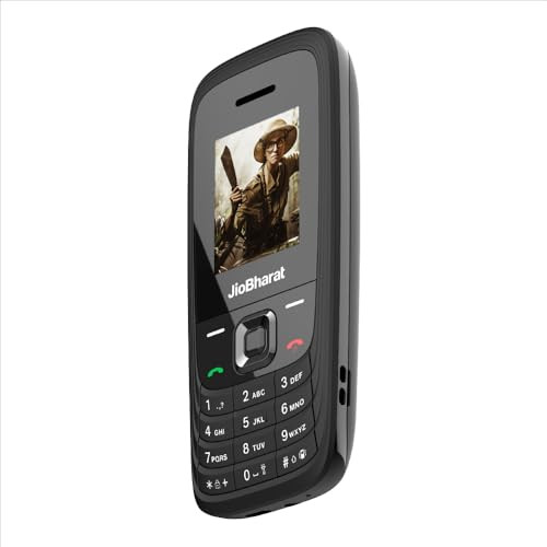 JioBharat V4 4G Phone with JioTV JioHotstar UPI JioSoundPayJioSaavn Long Lasting Battery LED Torch Digital Camera Black Locked for JioNetwork