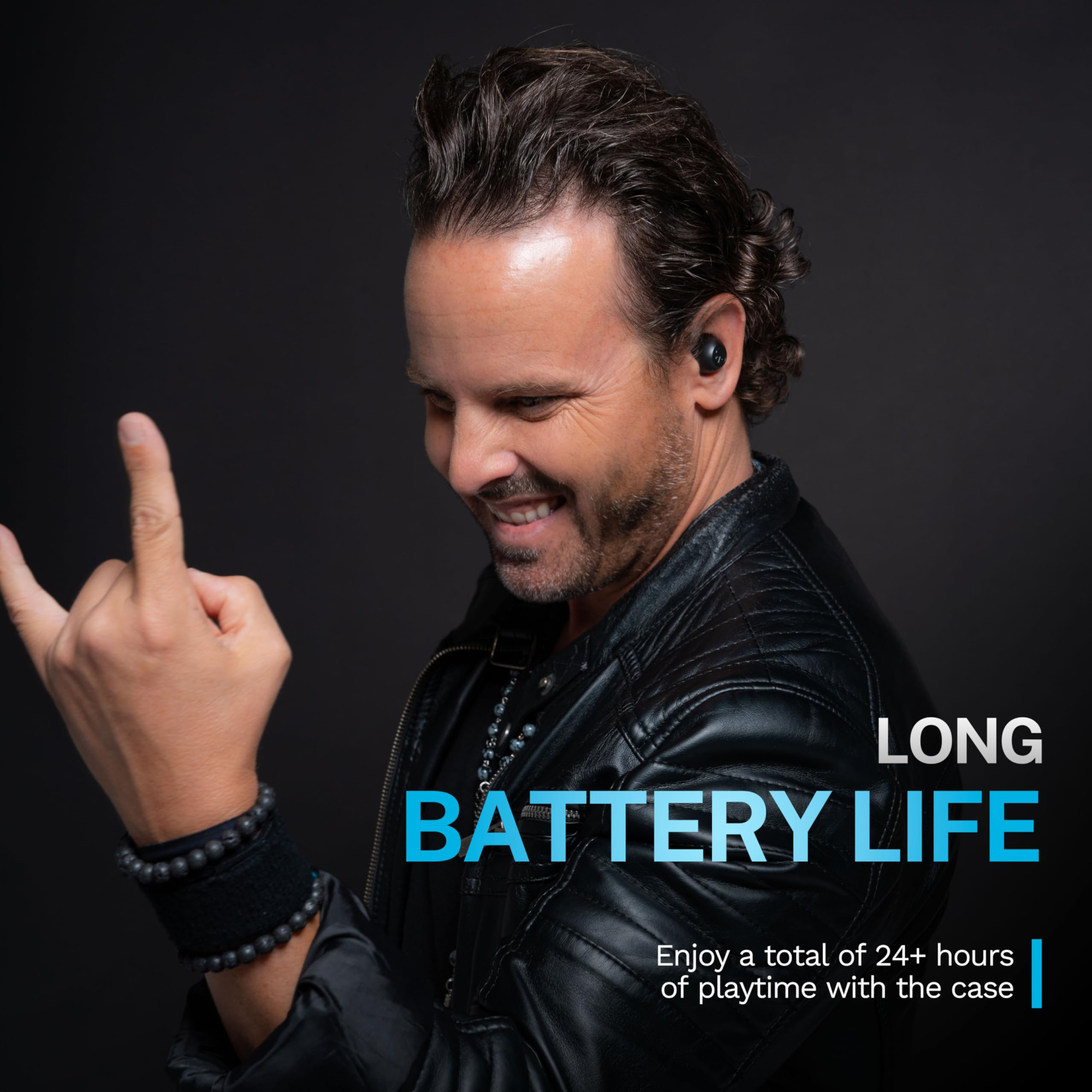 JLab Go Pop ANC Active Noise Cancelling Earbuds Bluetooth Earphones 24 Hr Playtime Wireless Headphones IP55 Sweat-Resistant in Ear Buds with Microphone Clear Calls Multipoint Black