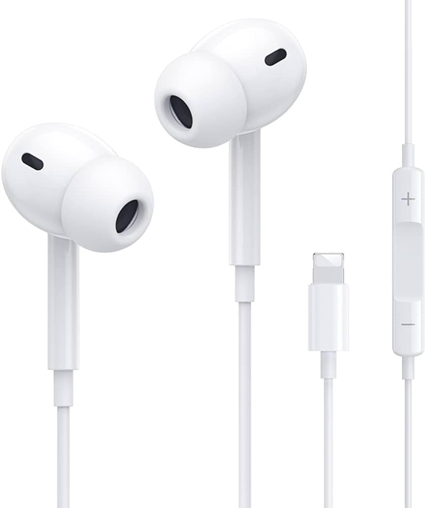 Jxrev Wired Earbuds with Microphone - Stereo in-Ear In Ear Headphones Compatible for iPhone 78XXSXR11121314 Pro iPad - Noise-Isolating Stereo Sound White