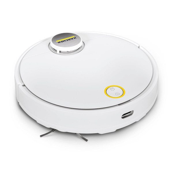 Image of KARCHER Rcv 3, Robotic Vacuum Cleaner, Most Powerful Suction, Removable Mop Plate, Advance &amp; Lidar Technology, Voice Output, Less Noise, Microfibre Cleaning Cloth, Fall Sensors with Side Brush, White