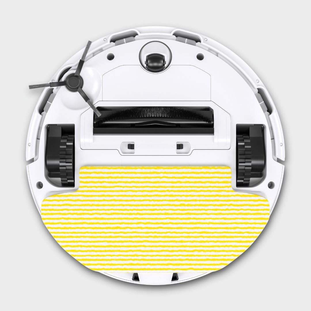 KARCHER Rcv 3 Robotic Vacuum Cleaner Most Powerful Suction Removable Mop Plate Advance Lidar Technology Voice Output Less Noise Microfibre Cleaning Cloth Fall Sensors with Side Brush White