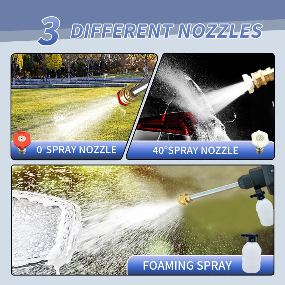 KIDPALACE Cordless Pressure Washer Portable Power Washer Pressure Water Spray Gun 1 20Ah Rechargeable Battery Portable High Pressure Car Washer GardenFencePetDeck Cleaning Tool Only