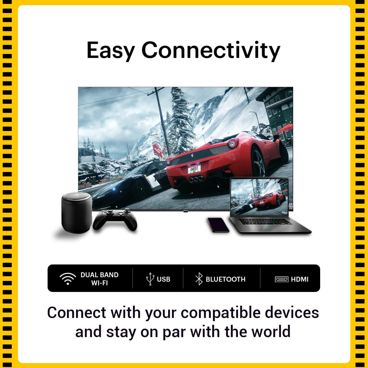 Kodak 164 Cm 65 Inches Matrix Series 4K Ultra Hd Smart QLED Google Tv 65Mt5033 Black