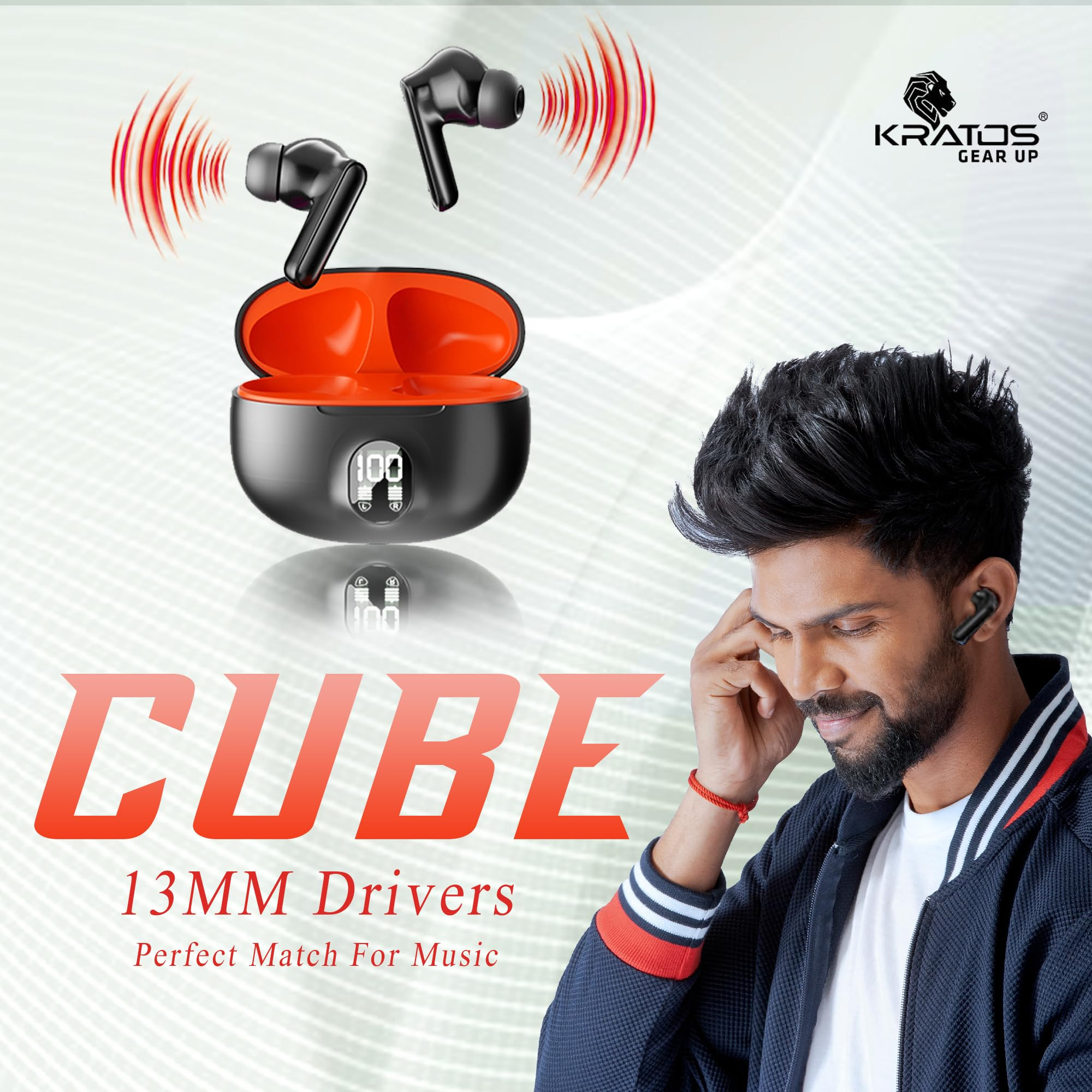 Kratos Cube Ear Buds Wireless with 30H Playtime Noise Isolation Clear Calls Bluetooth Earbuds with Voice Assistant Ear Buds with Bluetooth V 53 with Type C Fast Charging IPX4 TWS Earphones