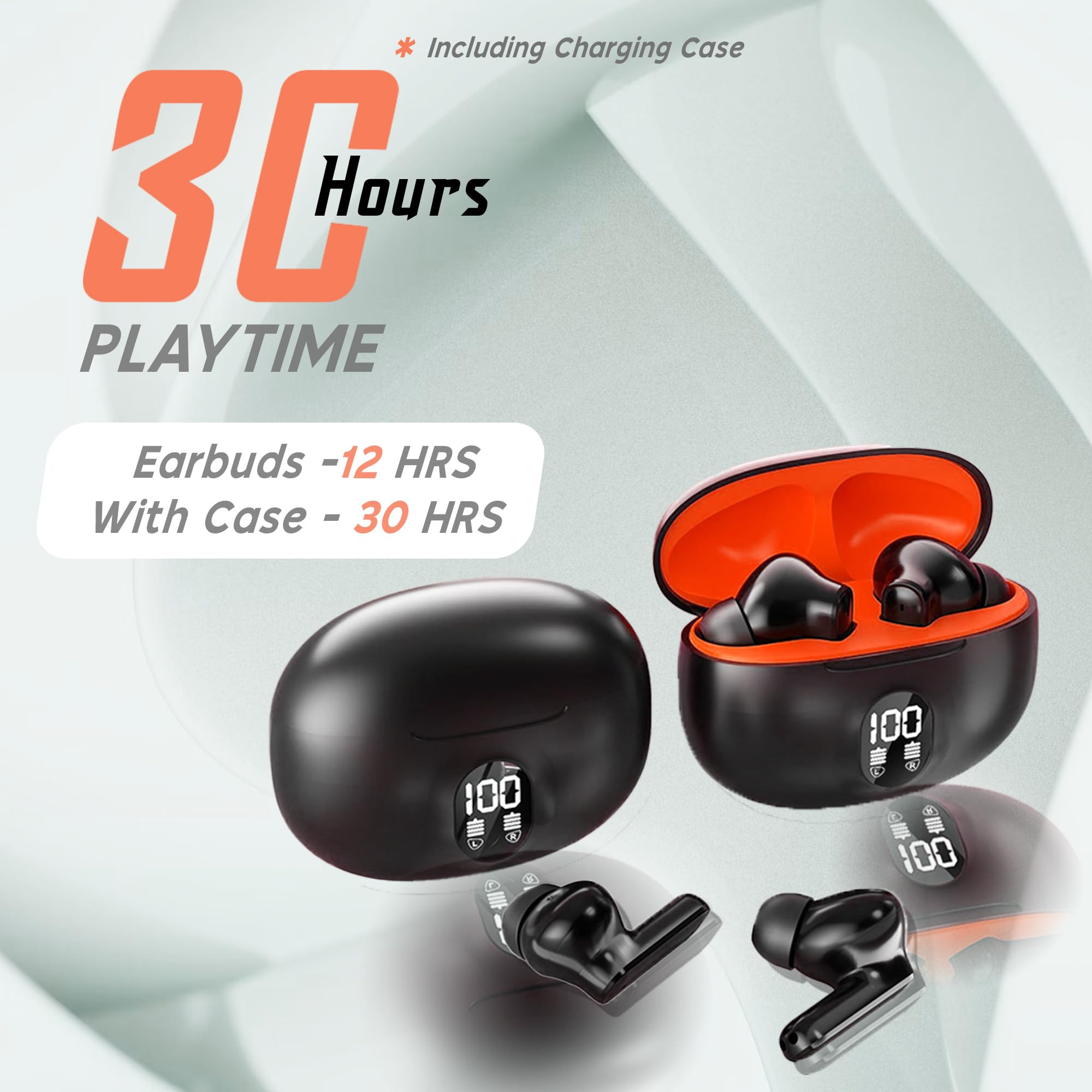Kratos Cube Ear Buds Wireless with 30H Playtime Noise Isolation Clear Calls Bluetooth Earbuds with Voice Assistant Ear Buds with Bluetooth V 53 with Type C Fast Charging IPX4 TWS Earphones