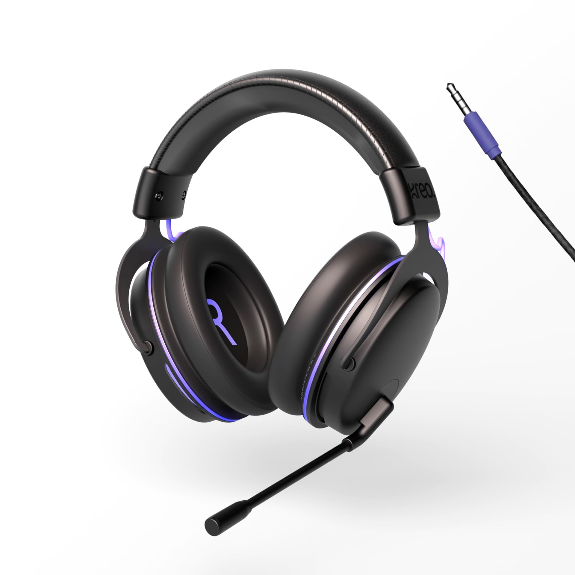 Kreo Beluga V2 Wired Over Ear Gaming Headset 50mm Oraphene Drivers Duel Chamber Flip to Mute Mic Memory Foam Earpads Lightweight Aluminum Built PC PS4 PSS Mobile